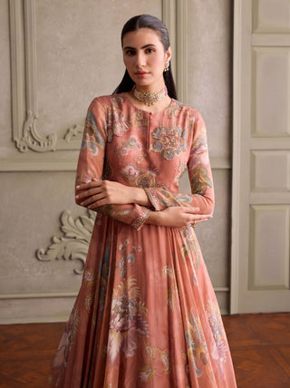 Ariya dusty peach anarkali with dupatta