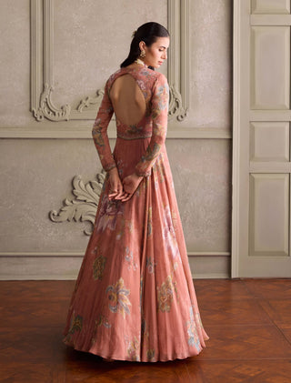 Ariya dusty peach anarkali with dupatta