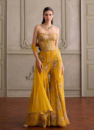 Eliha amber yellow sharara set