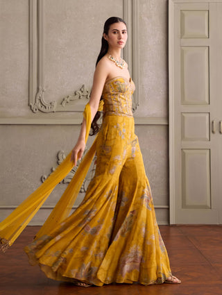 Eliha amber yellow sharara set