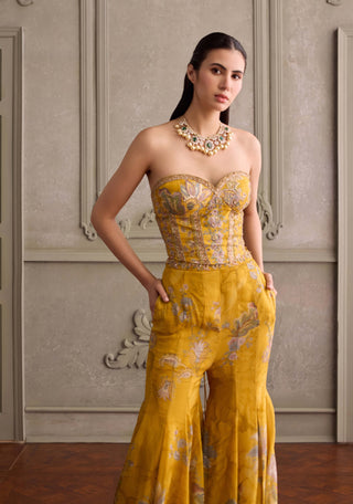 Eliha amber yellow sharara set