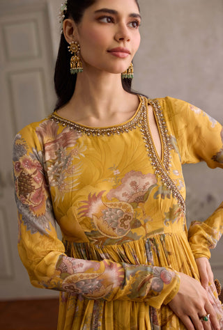 Navyha yellow angrakha set