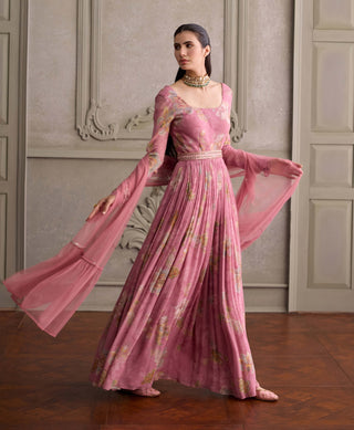 Sanya salmon pink anarkali with dupatta