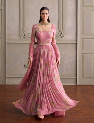 Sanya salmon pink anarkali with dupatta