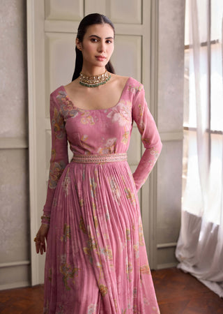 Sanya salmon pink anarkali with dupatta