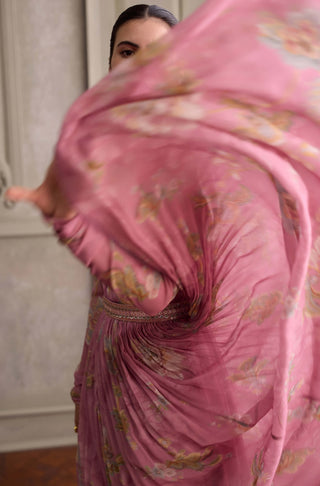 Sanya salmon pink anarkali with dupatta