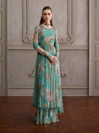 Navyha mint teal angrakha set