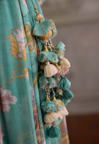 Navyha mint teal angrakha set