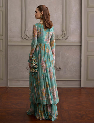 Navyha mint teal angrakha set