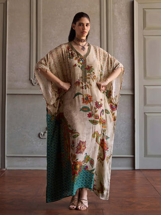 Jisha beige multicolour kaftan