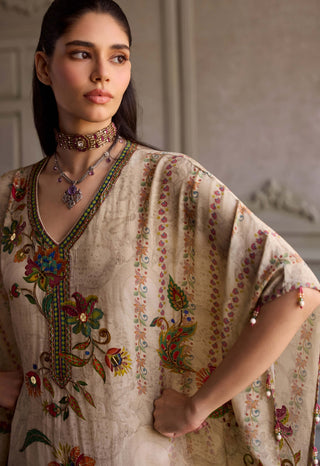 Jisha beige multicolour kaftan