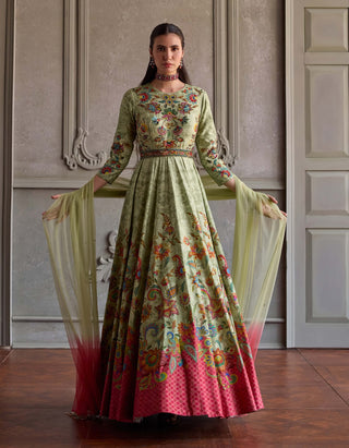 Ruhani soft mint anarkali with dupatta