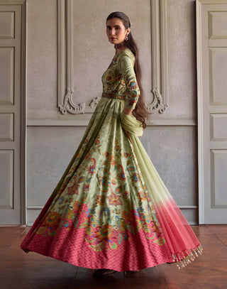 Ruhani soft mint anarkali with dupatta