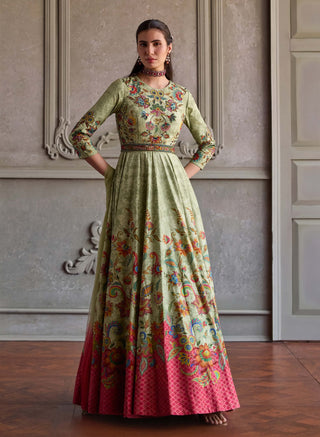 Ruhani soft mint anarkali with dupatta
