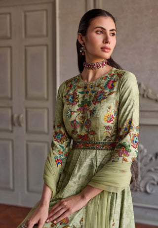 Ruhani soft mint anarkali with dupatta