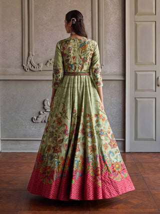 Ruhani soft mint anarkali with dupatta