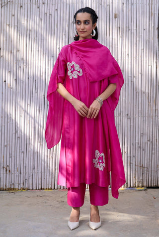 Kanelle-Pink Inaayat Solid Tunic Set-INDIASPOPUP.COM