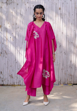 Kanelle-Pink Inaayat Solid Tunic Set-INDIASPOPUP.COM
