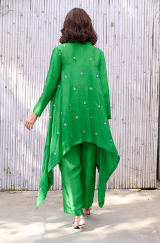 Kanelle-Green Saachi Solid Tunic And Pant-INDIASPOPUP.COM