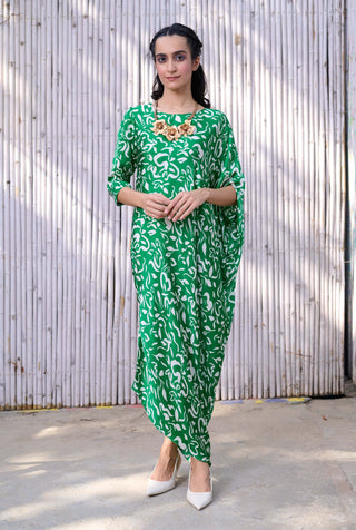 Kanelle-Green Saba Print Dress-INDIASPOPUP.COM
