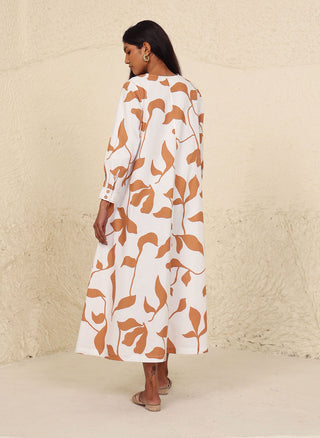 Kanelle-Milani Beige Print Dress-INDIASPOPUP.COM