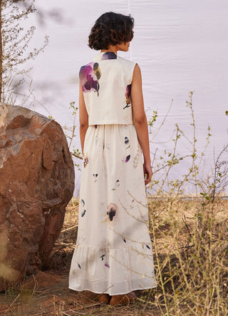 Kharakapas-Rain Forest Offwhite Maxi Dress And Shug-INDIASPOPUP.COM