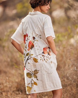 Kharakapas-Sino Floral Offwhite Dress-INDIASPOPUP.COM