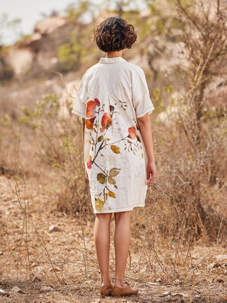 Kharakapas-Sino Floral Offwhite Dress-INDIASPOPUP.COM
