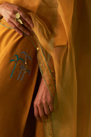 Mustard straight kurta set