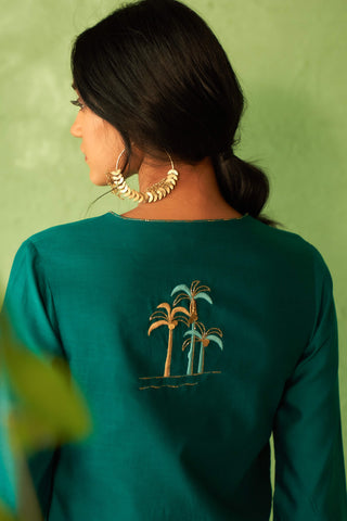 Peacock green straight kurta set