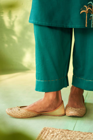Peacock green straight kurta set