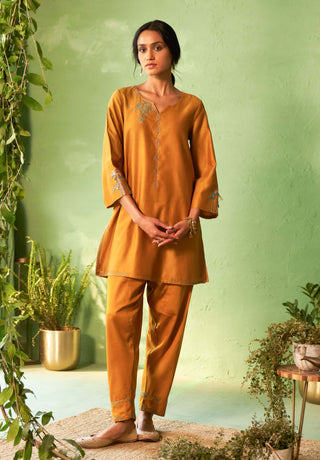 Mustard short kurta set