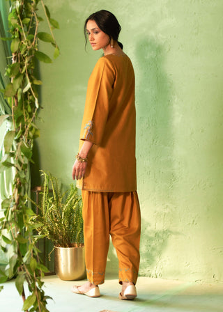Mustard short kurta set