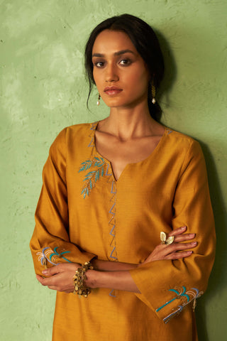 Mustard short kurta set