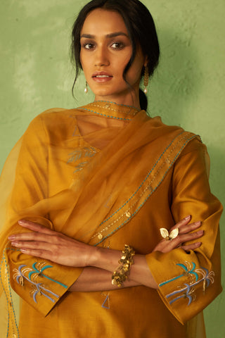 Mustard short kurta set