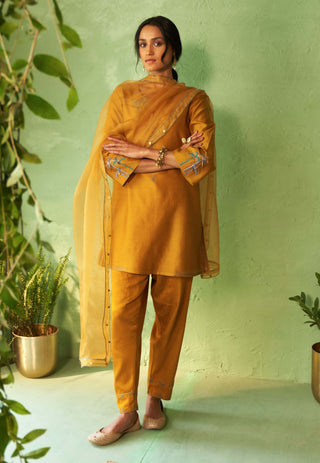 Mustard short kurta set