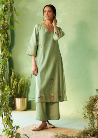 Tea green a-line kurta set