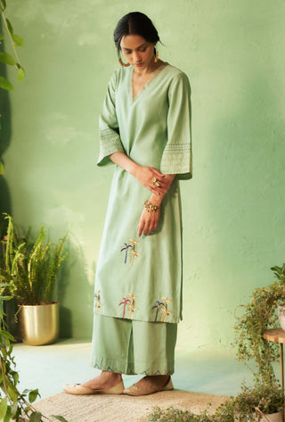 Tea green a-line kurta set