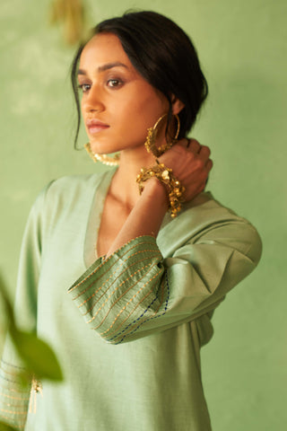 Tea green a-line kurta set