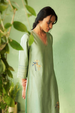 Tea green a-line kurta set