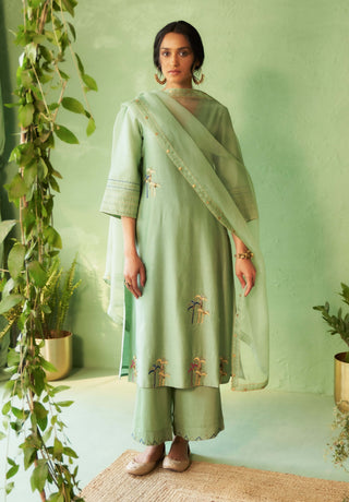 Tea green a-line kurta set