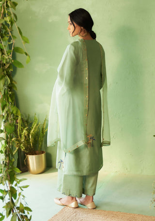 Tea green a-line kurta set