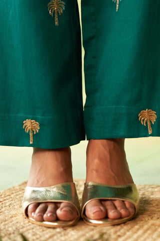 Peacock green hi-low kurta and pants