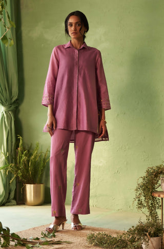 Purple hi-low kurta and pants