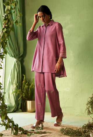 Purple hi-low kurta and pants
