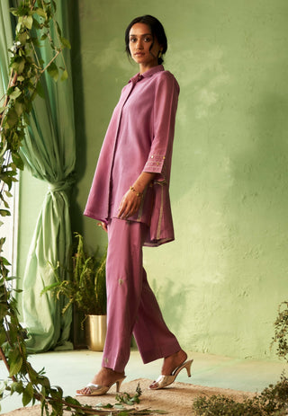 Purple hi-low kurta and pants