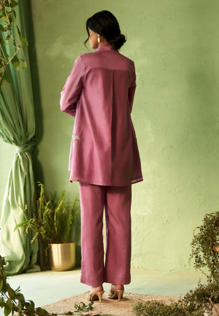 Purple hi-low kurta and pants