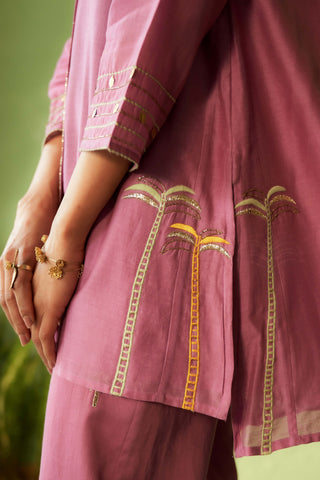 Purple hi-low kurta and pants