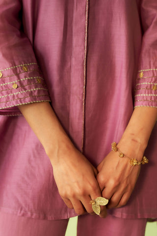 Purple hi-low kurta and pants