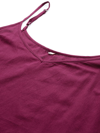 Maroon solid full sleeves a-line kurta